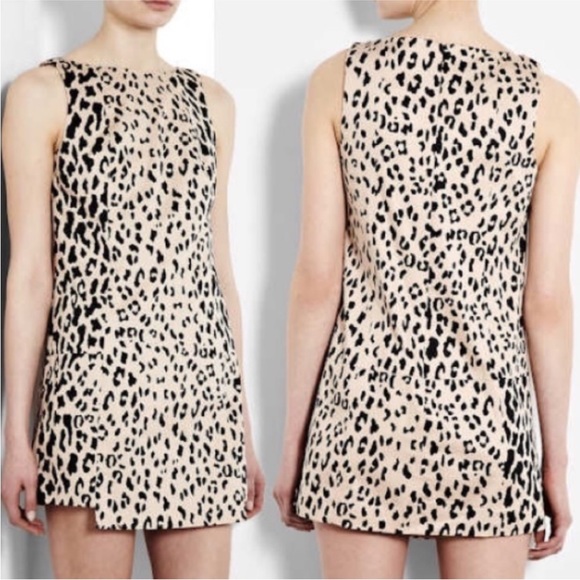 Tibi Cheetah Sateen Cotton Shift Dress in Sand Multi - Picture 2 of 12